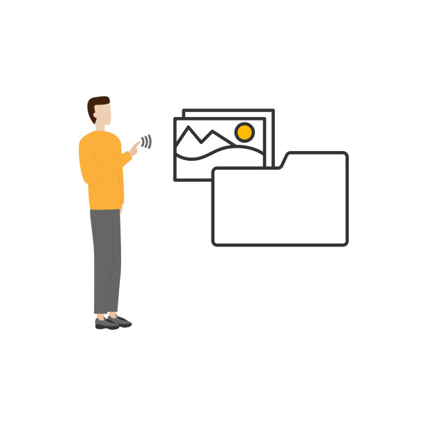 文件夹与照片符号图标。移动概念和网页设计。平面卡通人物孤立在白色背景。eps图片下载