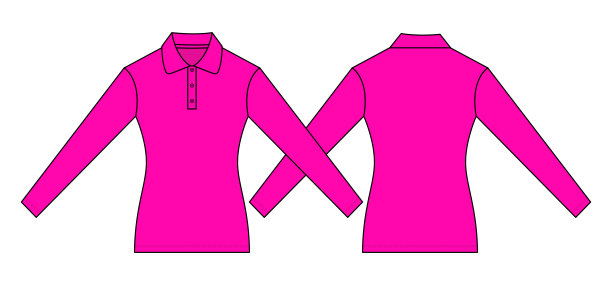 女性的粉红色长袖Polo衫矢量模板图片下载
