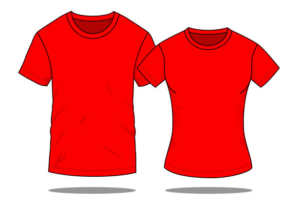 男人和女人红色t恤矢量模板图片下载