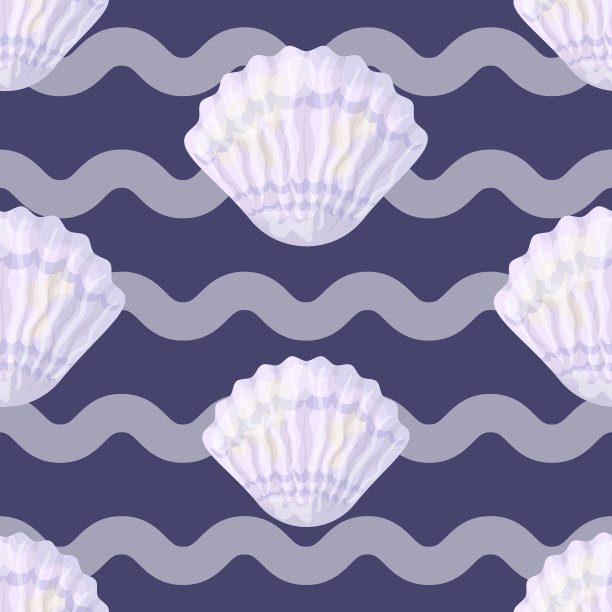 蓝色背景上的紫罗兰色贝壳图片下载