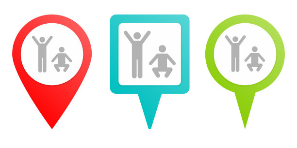 锻炼，男人的别针图标。多色引脚矢量图标图片下载