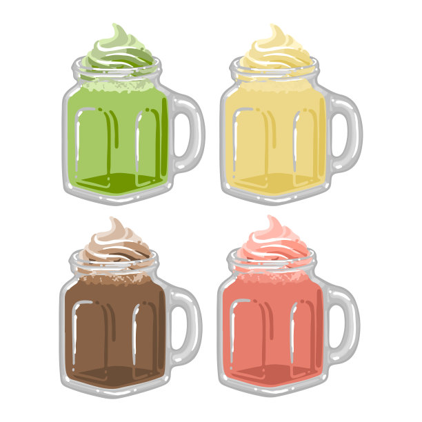 方形玻璃杯的奶昔或咖啡，上面加生奶油图片下载