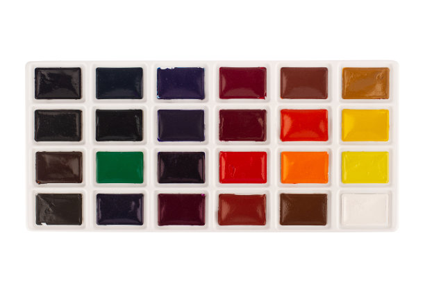 在白色背景上的一组固体水彩色块图片下载