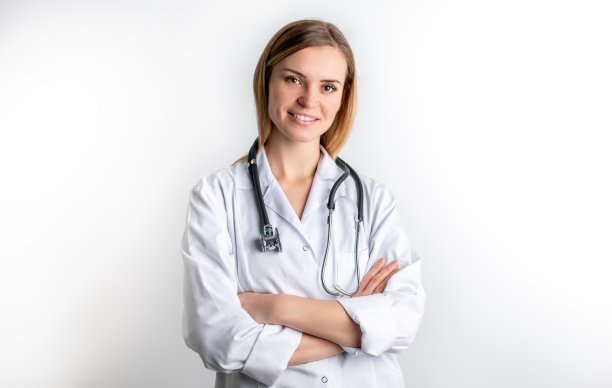 年轻女医生戴着听诊器的医学概念图片下载