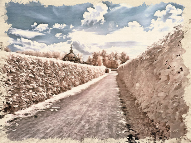 模仿一幅画。油漆。呈现。库斯科沃农场的领土图片下载