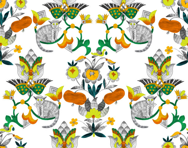 民间风格中的无缝图案图片下载