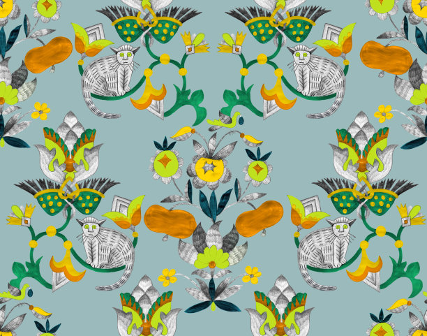 民间风格中的无缝图案图片下载