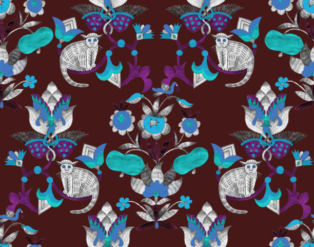 民间风格中的无缝图案图片下载