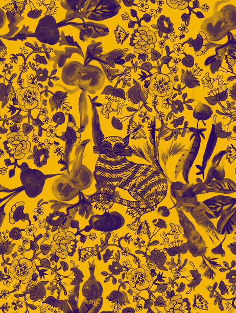 植物无缝模式。民间风格图片下载