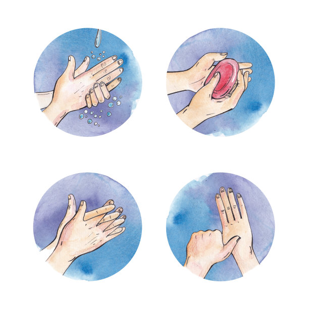 洗手，如何正确洗手，用手和手势说明图片下载