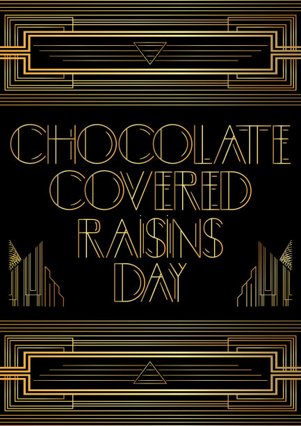 巧克力葡萄干日(3月24日)用古老的字母签名。图片下载