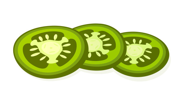 白色背景上的墨西哥胡椒切片。多汁成熟的青椒。矢量插图。图片下载