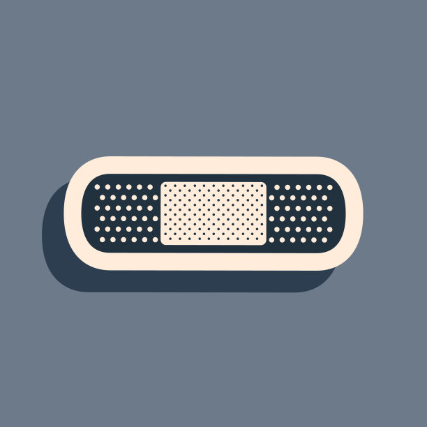 黑色绷带石膏图标孤立在灰色背景。医用石膏、胶粘绷带、弹性织物绷带。长长的阴影风格。矢量图图片下载