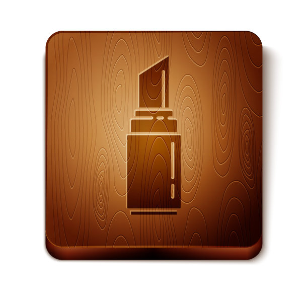 棕色口红图标孤立在白色背景。3月8日。妇女节快乐。木制方形按钮。矢量图图片下载