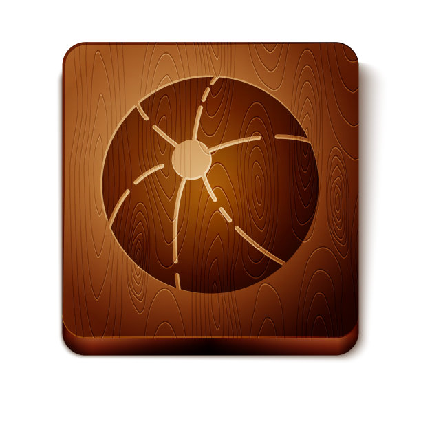 棕色沙滩球图标孤立的白色背景。木制方形按钮。矢量图图片下载