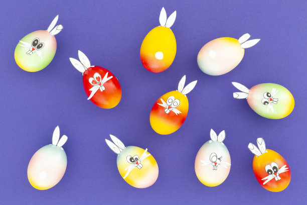 有趣的彩色复活节彩蛋兔子图片下载