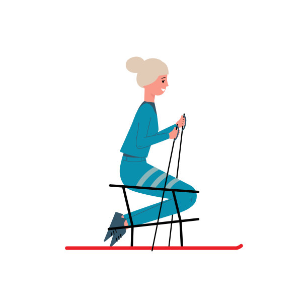 女子在雪橇上为残疾人运动，平面矢量插图孤立矢量。图片下载