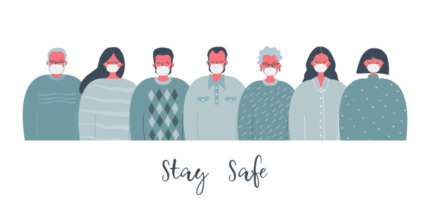 戴医用口罩的人。保持安全的概念图片下载