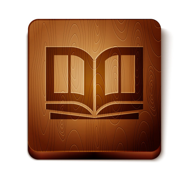 棕色神圣的圣经书图标孤立在白色的背景。木制方形按钮。矢量图图片下载