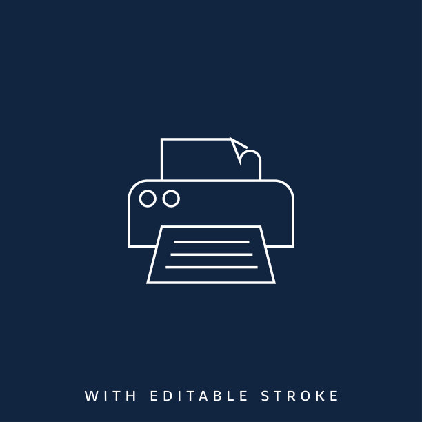 带有可编辑笔触的打印机线条图标。图片下载