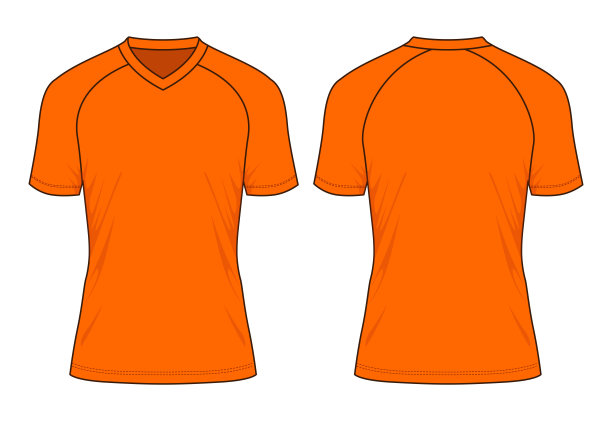 橙色斜坡足球衫矢量模板。图片下载