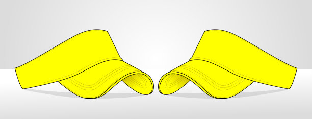 黄色遮阳板帽矢量模板。图片下载