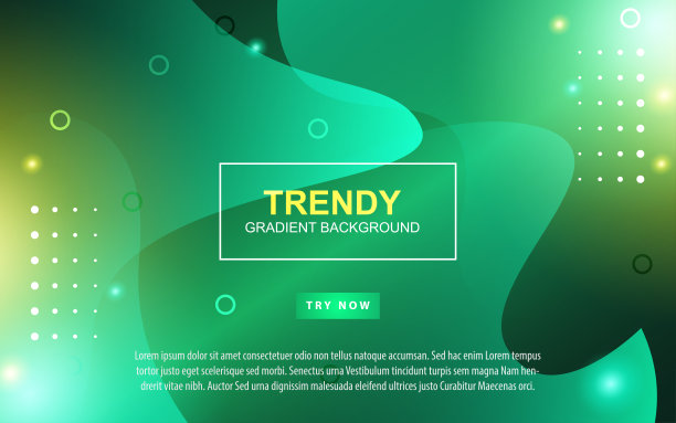 时尚的绿色渐变颜色动态背景与流体和孟菲斯风格组成。现代概念矢量布局设计模板图片下载