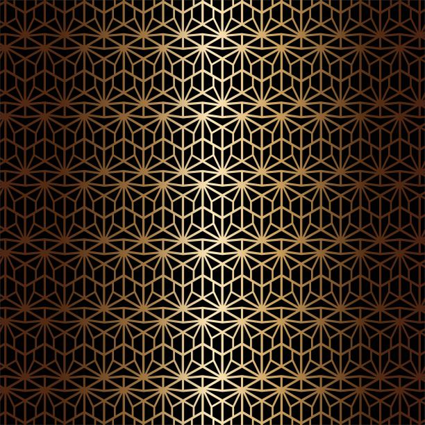 装饰艺术无缝图案金色孤立的黑色背景或金色专属背景。每股收益10向量。图片下载