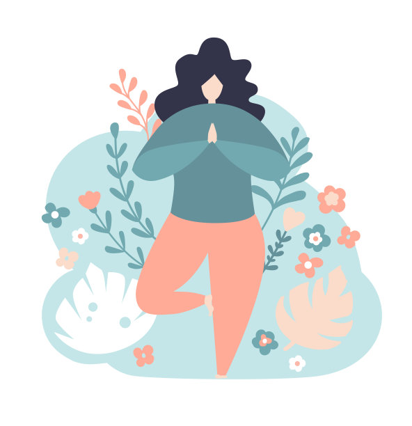 现代矢量插图沉思的女人在树的位置。可爱的扁平女性角色图片下载