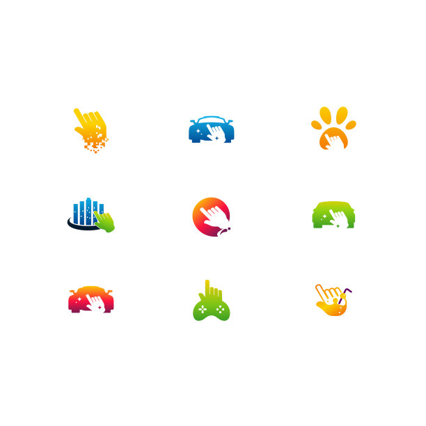 集各种光标标志设计的概念，各种光标技术标志模板设计矢量插图图片下载