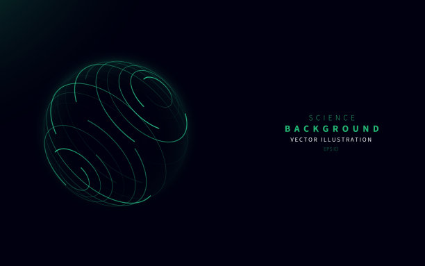抽象的未来主义背景，描绘了一个球体的霓虹灯条纹。可以作为HUD元素使用。矢量科学技术例证。图片下载
