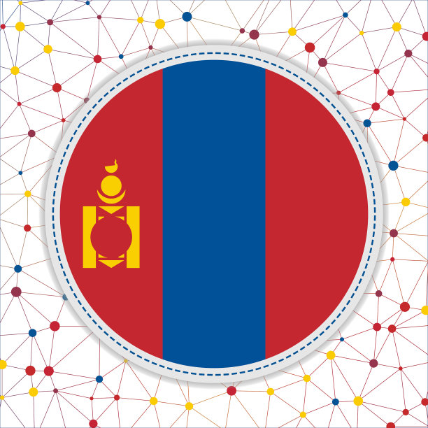 以网络为背景的蒙古国旗。图片下载