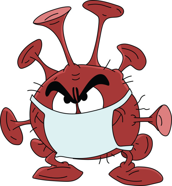 危险和传染性冠状病毒卡通矢量插图图片下载