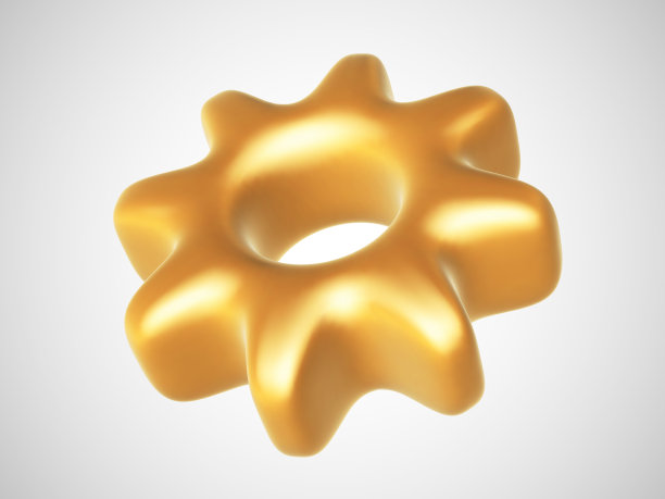 3D黄金机械齿轮隔离在白色背景。已建立的业务流程和有利可图的投资概念。图片下载