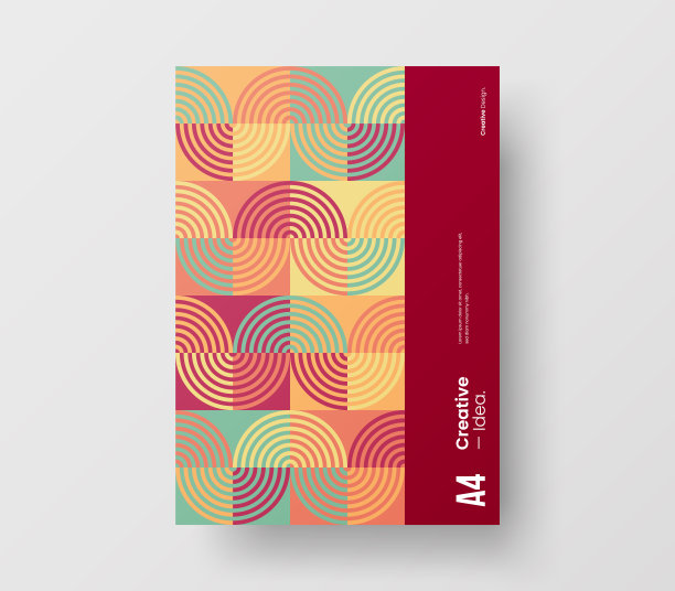 惊人的业务表示向量A4垂直方向的首页模拟。现代企业报表封面抽象几何插图设计布局。公司身份手册模板。图片下载