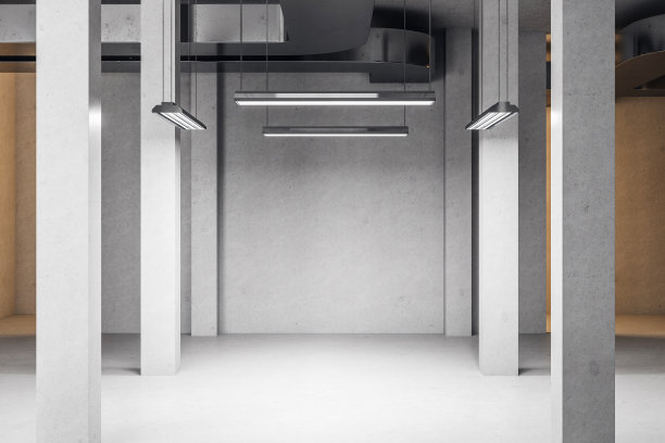 带有柱子的当代混凝土室内图片下载