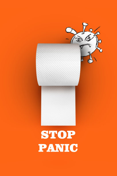 冠状病毒卫生纸，卫生用品。对恐慌的警告。Covid-19病毒疫情。个人卫生。海报的概念。图片下载