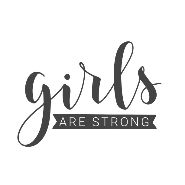 女孩的手写体在白色背景上很强。矢量插图。图片下载