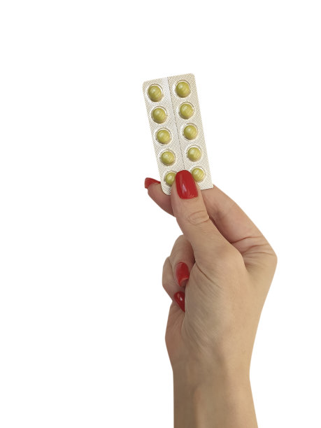 女用手拿药孤立图片下载