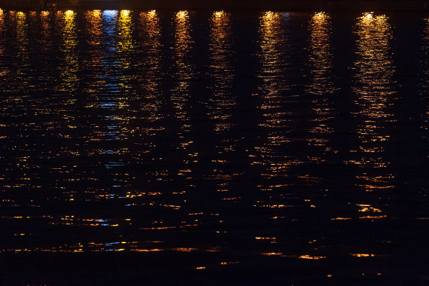 城市街灯水映之光图片下载