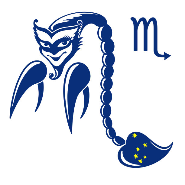 黄道带的星座是天蝎座。可爱的小蝎子与一个拟人化的脸的形式的星相象征的天蝎座。图片下载