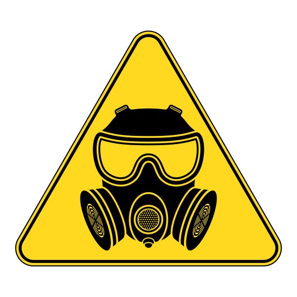 防毒面具图标。生物危害迹象图片下载