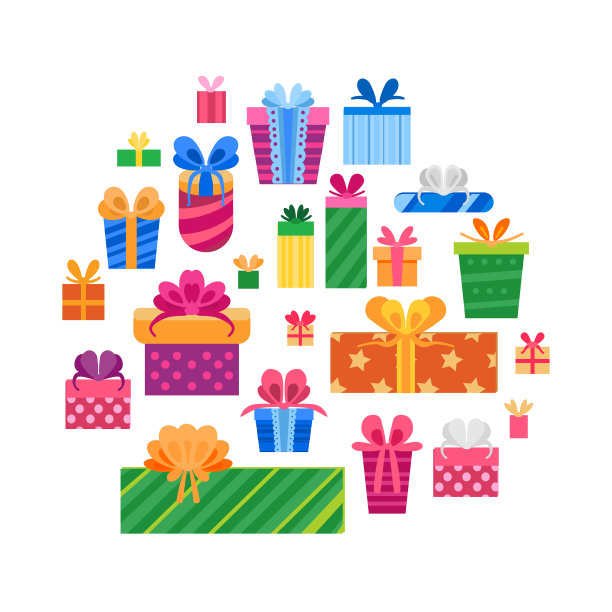 收集的礼品盒孤立的白色图片下载