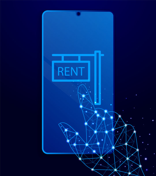 房子，财产，出租矢量图标。多边形风格的触摸电话向量图片下载