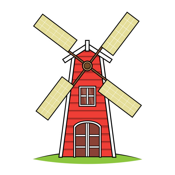 矢量插图风车孤立在白色背景。图片下载