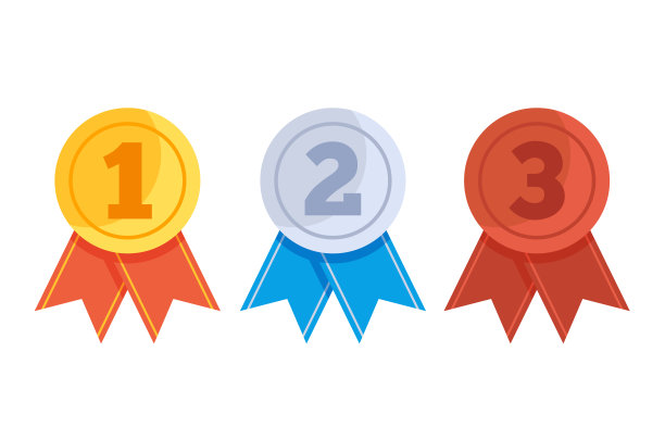 金，银，铜，第一，第二，第三，奖牌数隔离。矢量平面设计孤立插图图片下载