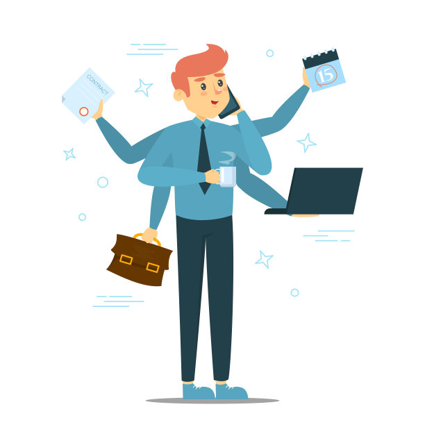 快乐的多任务成功商人图片下载