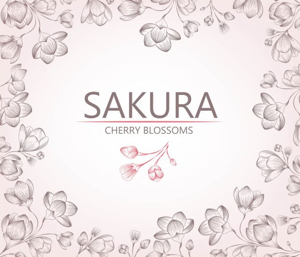 樱花在一个轻的背景风格化的古董。图片下载