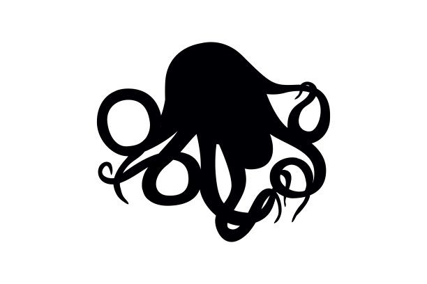 章鱼的剪影孤立在白色的背景图片下载