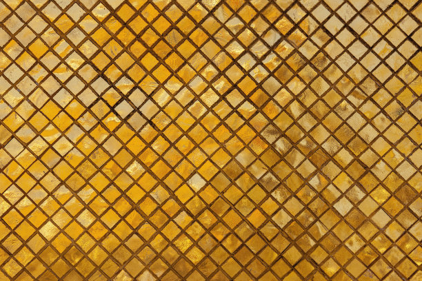 古老，反光，金色，马赛克，小，正方形，瓷砖背景的泰国宗教历史建筑。图片下载